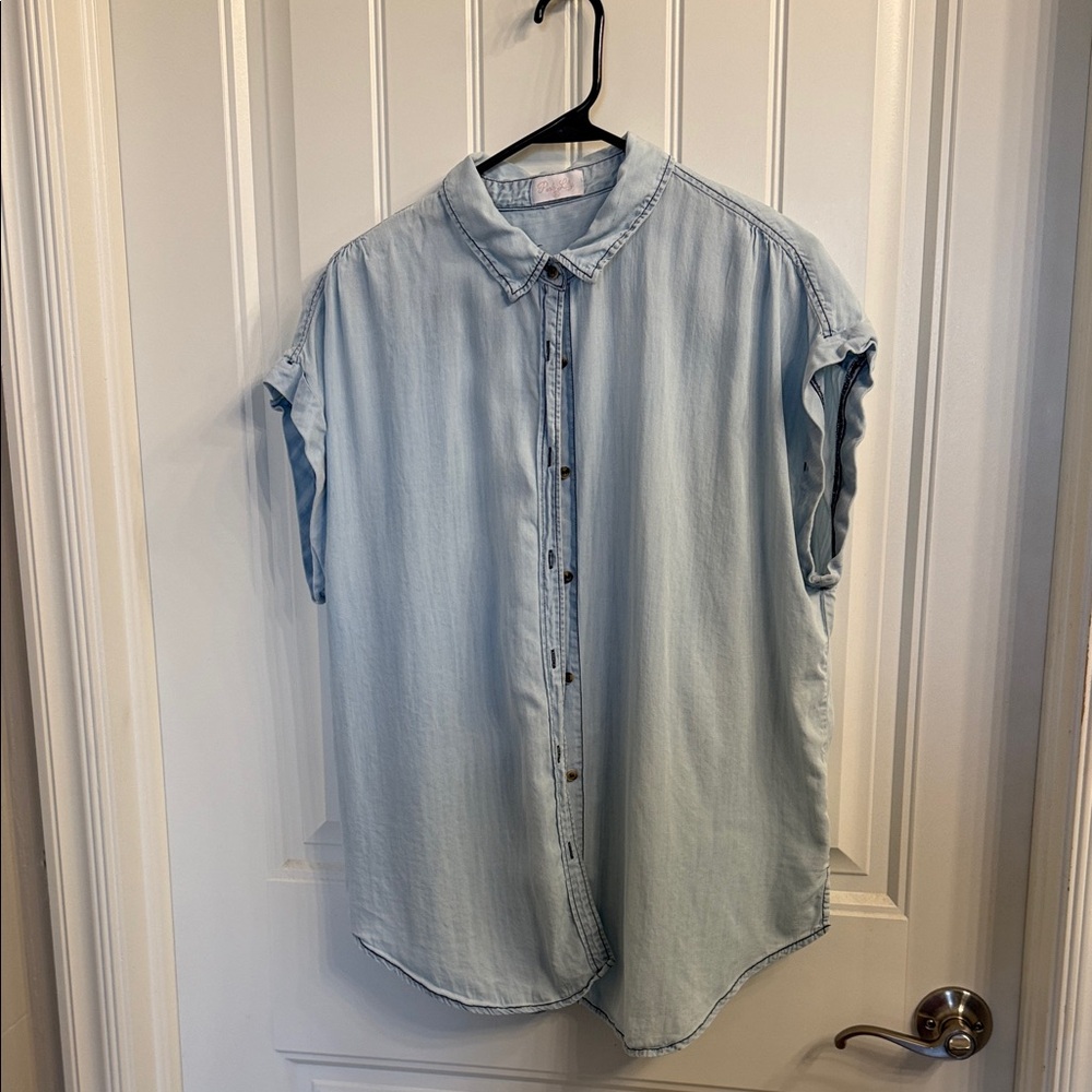 Pink Lily Chambray/ Denim Shirt